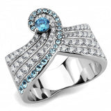 TK3572 - No Plating Stainless Steel Ring with AAA Grade CZ  in Sea Blue - Alamode