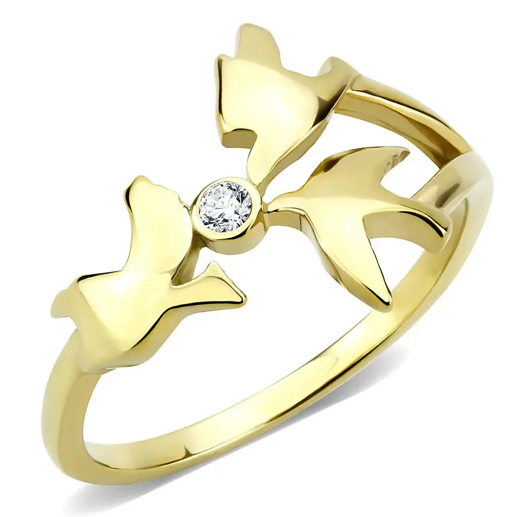 TK3573 - IP Gold(Ion Plating) Stainless Steel Ring with AAA Grade CZ in Clear - Alamode - Flyclothing LLC