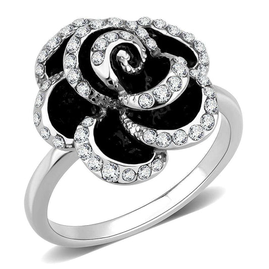 TK3577 - No Plating Stainless Steel Ring with Top Grade Crystal in Clear - Alamode - Flyclothing LLC