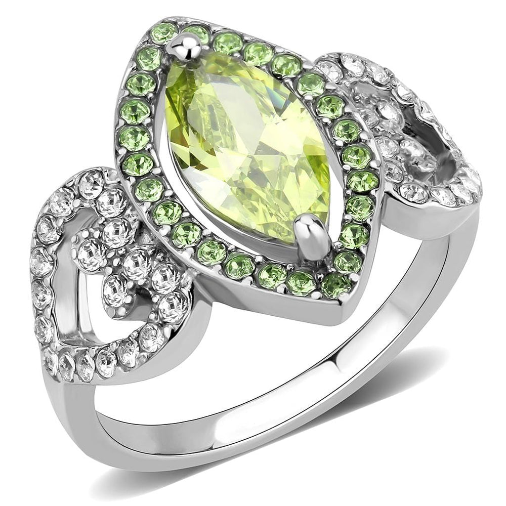 TK3579 - No Plating Stainless Steel Ring with AAA Grade CZ  in Apple Green color - Alamode