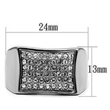 TK357 - High polished (no plating) Stainless Steel Ring with Top Grade Crystal  in Clear - Alamode