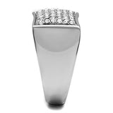 TK357 - High polished (no plating) Stainless Steel Ring with Top Grade Crystal  in Clear - Alamode