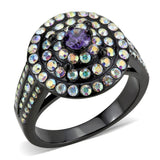 TK3580 - IP Black(Ion Plating) Stainless Steel Ring with Assorted  in Multi Color - Alamode