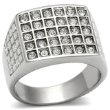 TK358 - High polished (no plating) Stainless Steel Ring with Top Grade Crystal  in Clear - Alamode