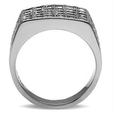 TK358 - High polished (no plating) Stainless Steel Ring with Top Grade Crystal in Clear - Alamode - Flyclothing LLC