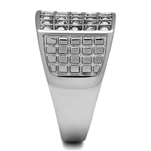 TK358 - High polished (no plating) Stainless Steel Ring with Top Grade Crystal in Clear - Alamode - Flyclothing LLC
