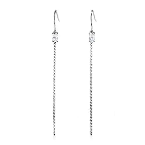 TK3599 - High polished (no plating) Stainless Steel Earrings with AAA Grade CZ in Clear - Alamode - Flyclothing LLC