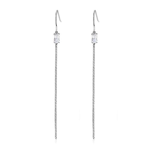 TK3599 - High polished (no plating) Stainless Steel Earrings with AAA Grade CZ  in Clear - Alamode