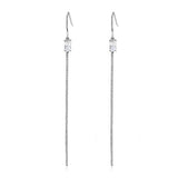 TK3599 - High polished (no plating) Stainless Steel Earrings with AAA Grade CZ  in Clear - Alamode