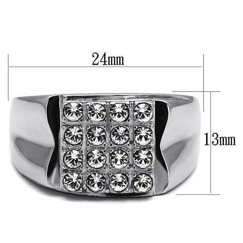 TK359 - High polished (no plating) Stainless Steel Ring with Top Grade Crystal in Clear - Alamode - Flyclothing LLC