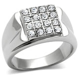 TK359 - High polished (no plating) Stainless Steel Ring with Top Grade Crystal  in Clear - Alamode