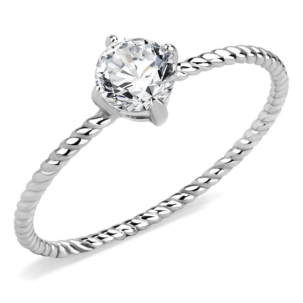 TK3604 - No Plating Stainless Steel Ring with AAA Grade CZ  in Clear - Alamode