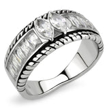 TK3606 - No Plating Stainless Steel Ring with AAA Grade CZ  in Clear - Alamode