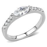 TK3607 - No Plating Stainless Steel Ring with AAA Grade CZ  in Clear - Alamode