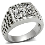 TK360 - High polished (no plating) Stainless Steel Ring with Top Grade Crystal  in Clear - Alamode
