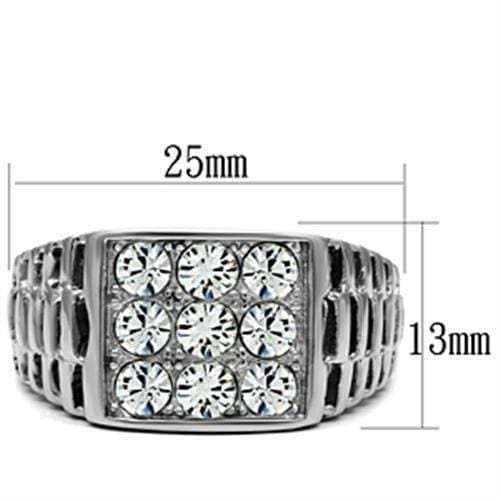 TK360 - High polished (no plating) Stainless Steel Ring with Top Grade Crystal in Clear - Alamode - Flyclothing LLC
