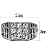 TK360 - High polished (no plating) Stainless Steel Ring with Top Grade Crystal  in Clear - Alamode