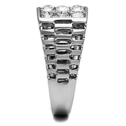 TK360 - High polished (no plating) Stainless Steel Ring with Top Grade Crystal in Clear - Alamode - Flyclothing LLC