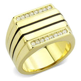 TK3618 - IP Gold(Ion Plating) Stainless Steel Ring with Top Grade Crystal in Clear - Alamode - Flyclothing LLC
