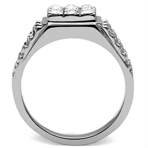 TK361 - High polished (no plating) Stainless Steel Ring with Top Grade Crystal in Clear - Alamode - Flyclothing LLC