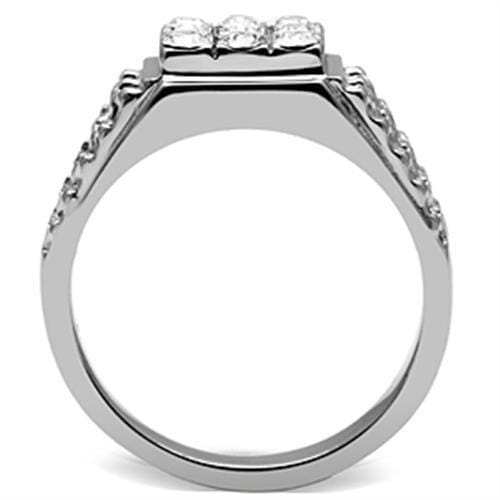 TK361 - High polished (no plating) Stainless Steel Ring with Top Grade Crystal in Clear - Alamode - Flyclothing LLC