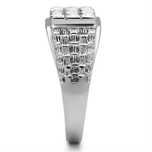 TK361 - High polished (no plating) Stainless Steel Ring with Top Grade Crystal in Clear - Alamode - Flyclothing LLC