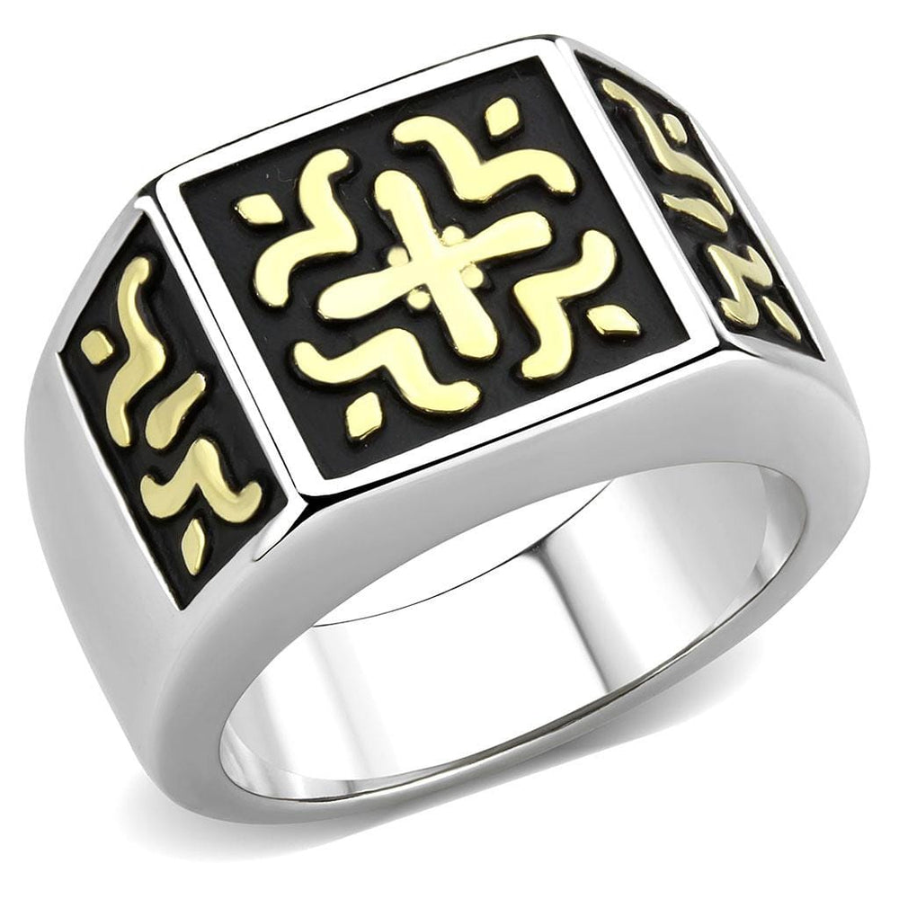 TK3622 - Two-Tone IP Gold (Ion Plating) Stainless Steel Ring with No Stone - Alamode