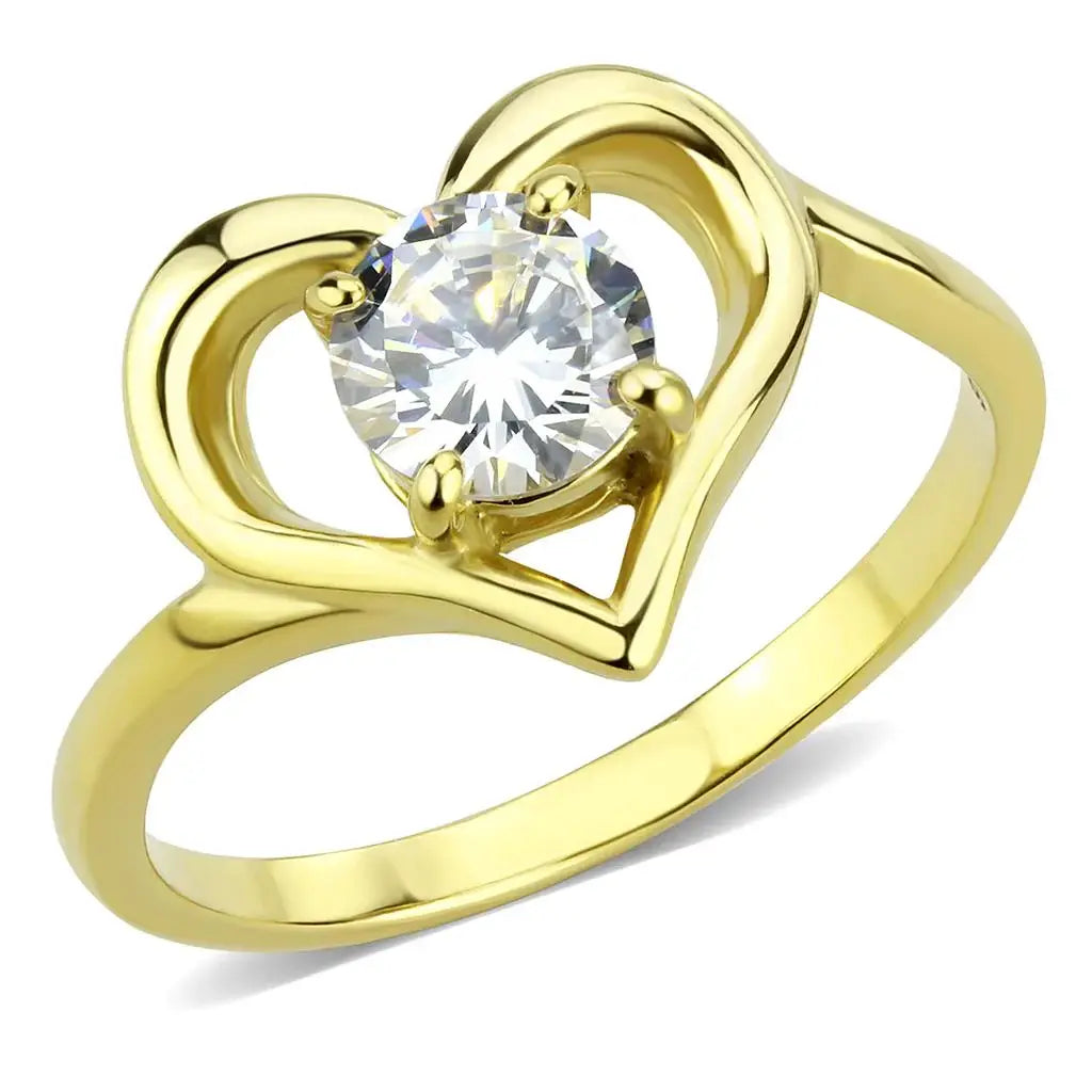 TK3628 - IP Gold(Ion Plating) Stainless Steel Ring with AAA Grade CZ in Clear - Alamode - Flyclothing LLC