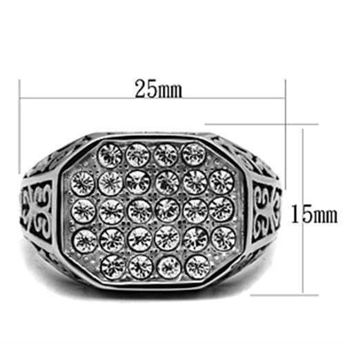 TK362 - High polished (no plating) Stainless Steel Ring with Top Grade Crystal in Clear - Alamode - Flyclothing LLC