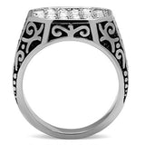 TK362 - High polished (no plating) Stainless Steel Ring with Top Grade Crystal  in Clear - Alamode