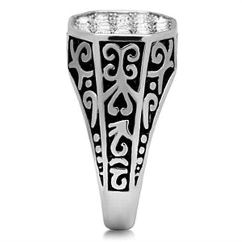 TK362 - High polished (no plating) Stainless Steel Ring with Top Grade Crystal in Clear - Alamode - Flyclothing LLC