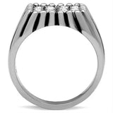 TK363 - High polished (no plating) Stainless Steel Ring with Top Grade Crystal in Clear - Alamode - Flyclothing LLC