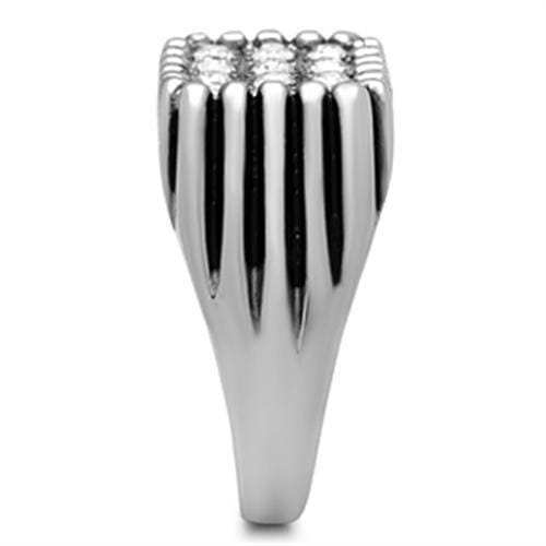 TK363 - High polished (no plating) Stainless Steel Ring with Top Grade Crystal in Clear - Alamode - Flyclothing LLC