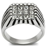TK363 - High polished (no plating) Stainless Steel Ring with Top Grade Crystal  in Clear - Alamode