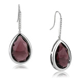 TK3647 - High polished (no plating) Stainless Steel Earrings with Top Grade Crystal  in Amethyst - Alamode