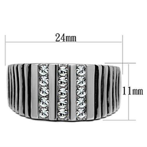 TK364 - High polished (no plating) Stainless Steel Ring with Top Grade Crystal in Clear - Alamode - Flyclothing LLC