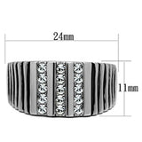 TK364 - High polished (no plating) Stainless Steel Ring with Top Grade Crystal  in Clear - Alamode