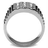 TK364 - High polished (no plating) Stainless Steel Ring with Top Grade Crystal in Clear - Alamode - Flyclothing LLC