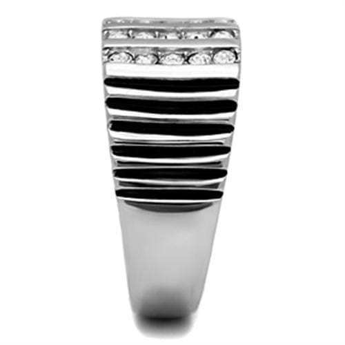 TK364 - High polished (no plating) Stainless Steel Ring with Top Grade Crystal in Clear - Alamode - Flyclothing LLC