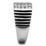 TK364 - High polished (no plating) Stainless Steel Ring with Top Grade Crystal  in Clear - Alamode