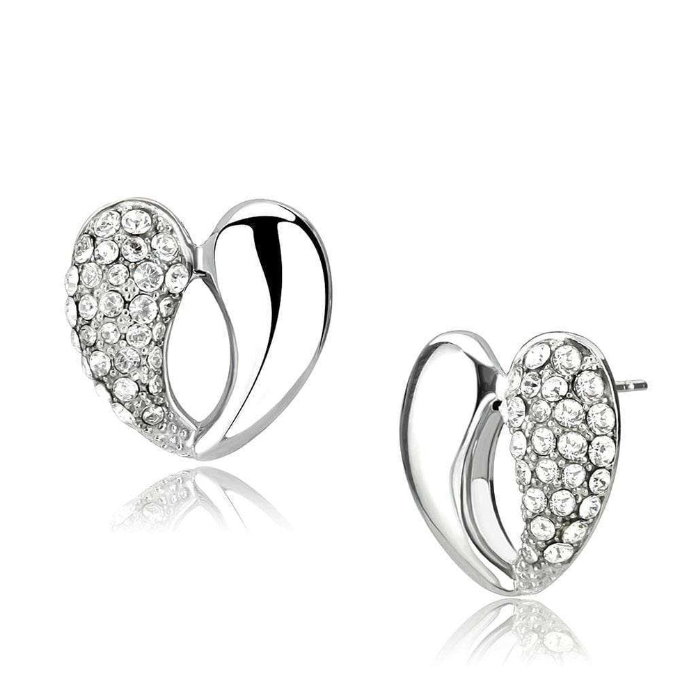 TK3653 - High polished (no plating) Stainless Steel Earrings with Top Grade Crystal in Clear - Alamode - Flyclothing LLC