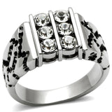 TK365 - High polished (no plating) Stainless Steel Ring with Top Grade Crystal  in Clear - Alamode