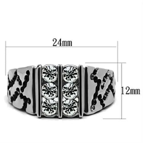 TK365 - High polished (no plating) Stainless Steel Ring with Top Grade Crystal in Clear - Alamode - Flyclothing LLC