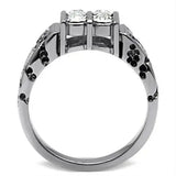 TK365 - High polished (no plating) Stainless Steel Ring with Top Grade Crystal in Clear - Alamode - Flyclothing LLC