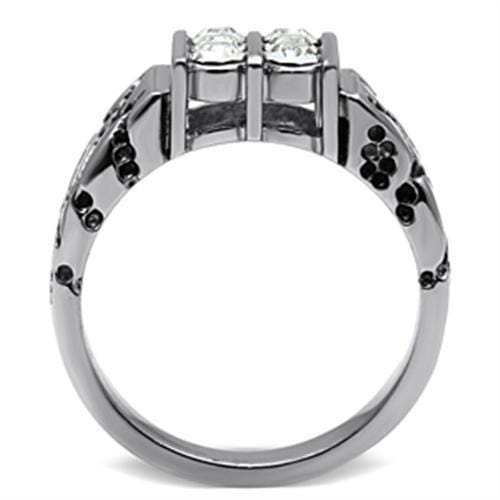 TK365 - High polished (no plating) Stainless Steel Ring with Top Grade Crystal in Clear - Alamode - Flyclothing LLC