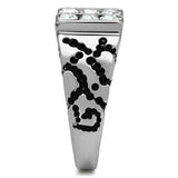 TK365 - High polished (no plating) Stainless Steel Ring with Top Grade Crystal  in Clear - Alamode