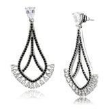 TK3664 - High polished (no plating) Stainless Steel Earrings with AAA Grade CZ  in Clear - Alamode