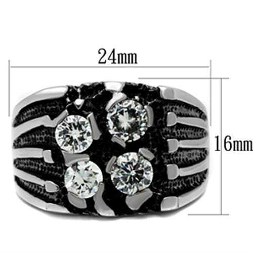 TK366 - High polished (no plating) Stainless Steel Ring with AAA Grade CZ in Clear - Alamode - Flyclothing LLC
