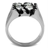 TK366 - High polished (no plating) Stainless Steel Ring with AAA Grade CZ in Clear - Alamode - Flyclothing LLC