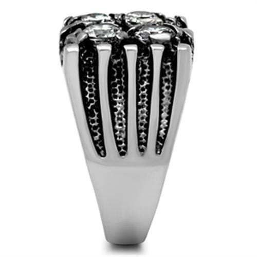 TK366 - High polished (no plating) Stainless Steel Ring with AAA Grade CZ in Clear - Alamode - Flyclothing LLC